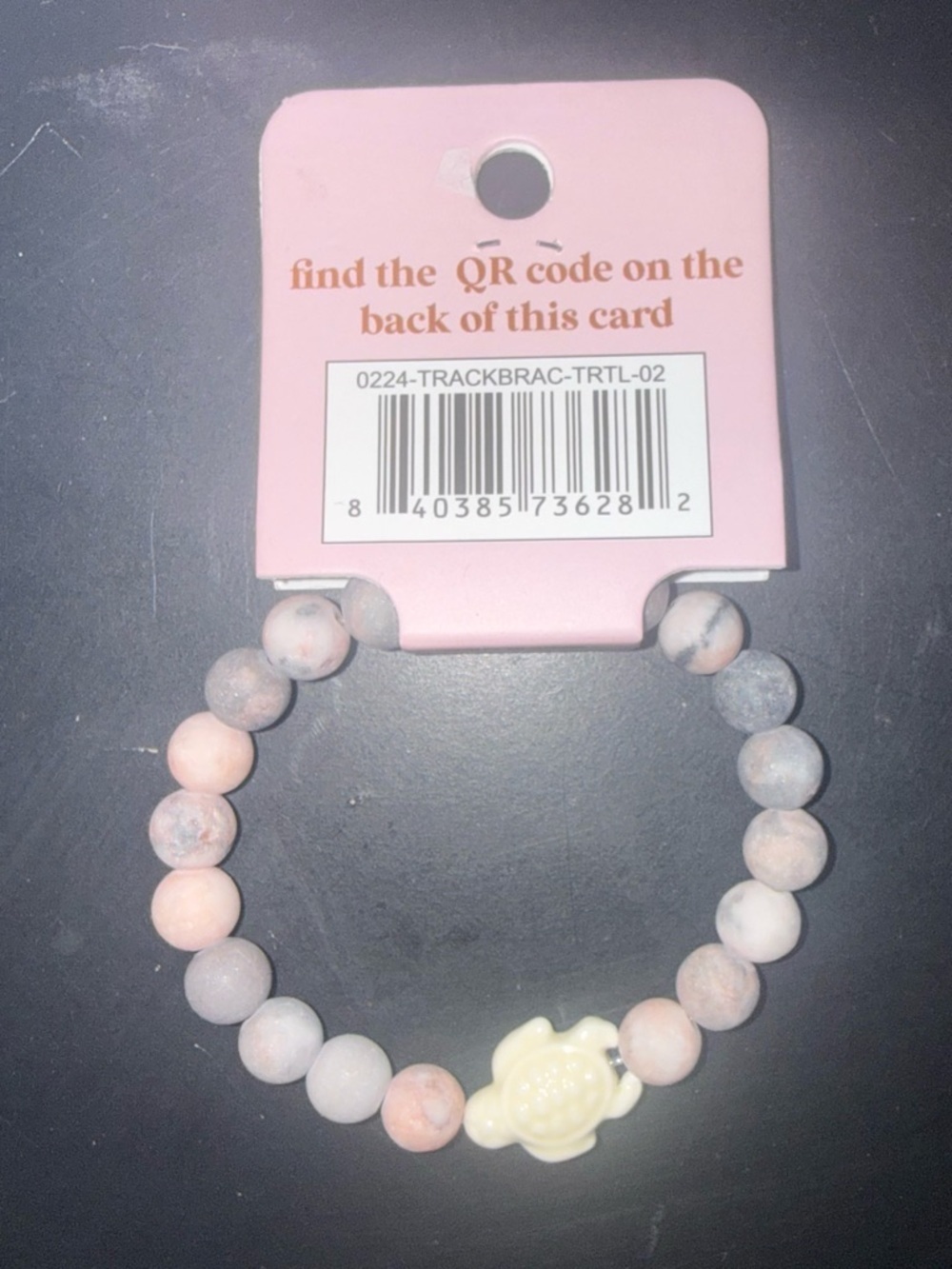 Simply Southern Pink and Gray Beaded Bracelet with a “Turtle” charm NWT